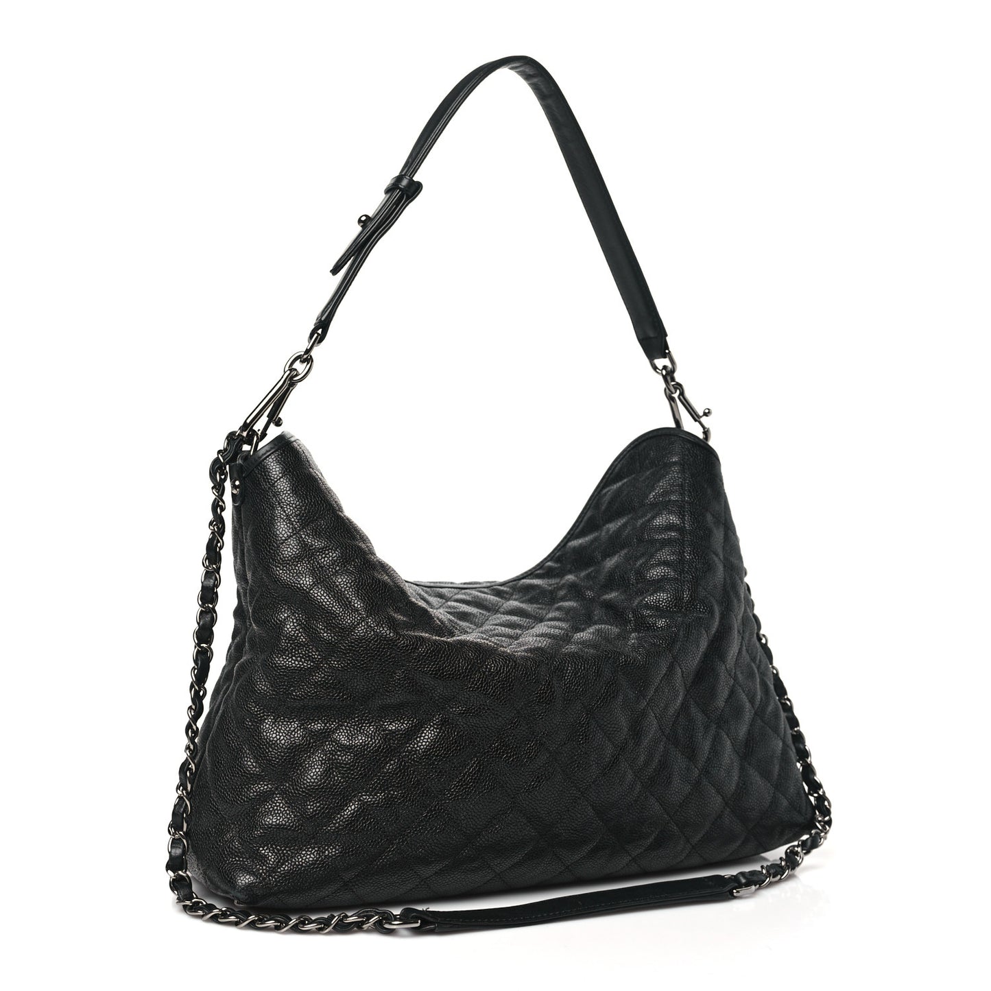 Caviar Quilted French Riviera Hobo Black