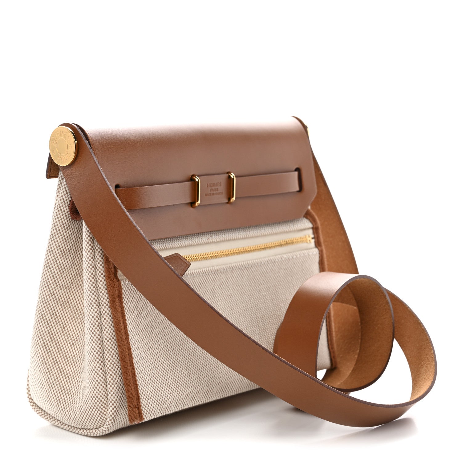 Hermes Military Toile Vache Hunter Herbag Zip Retourne 20 Ecru Beige Fauve 3 of 11