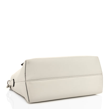 Fendi Vitello Dolce Bi-Color FF 1974 Embossed Medium By The Way Boston Bag White Ice Maya Black 4 of 13