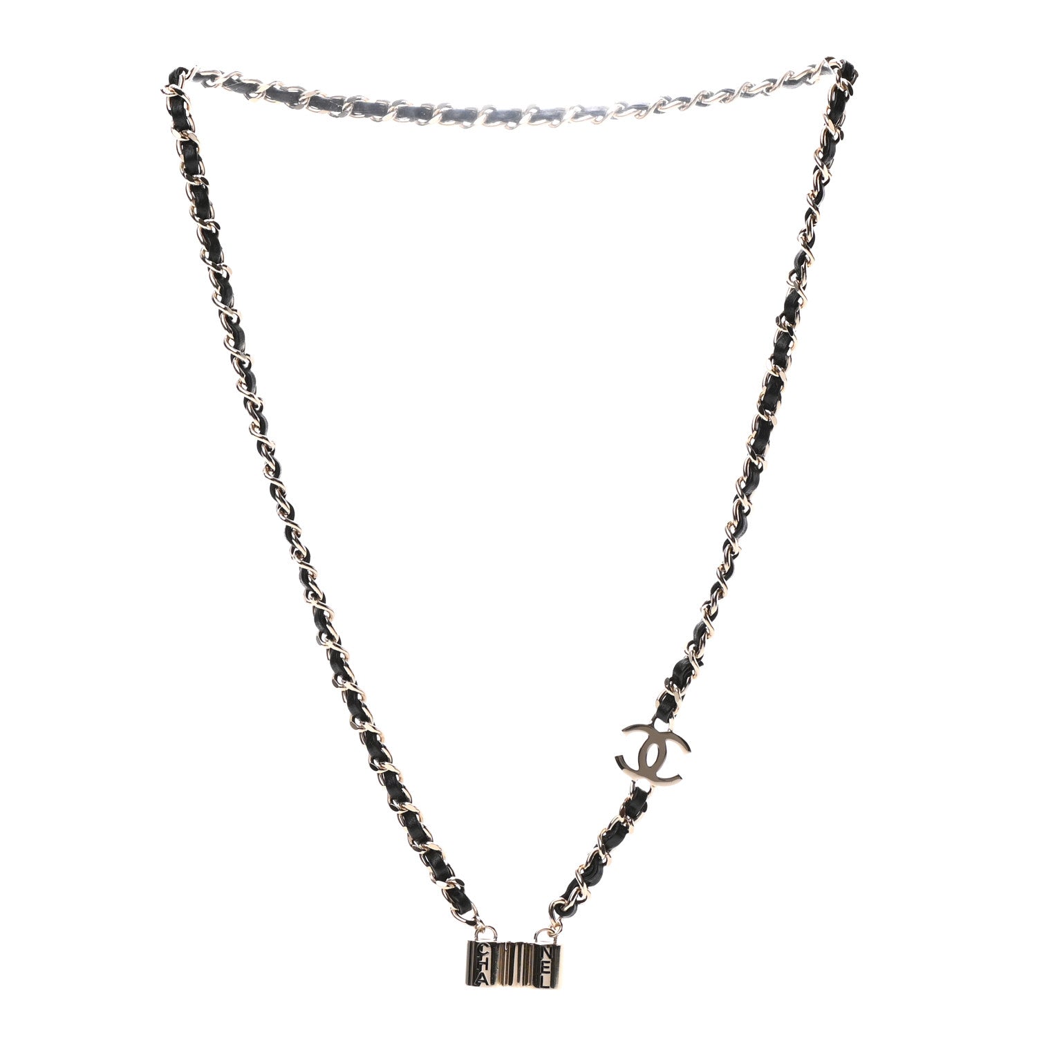 Chanel Metal Lambskin CC AirPods Necklace Gold Black 3 of 4
