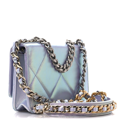 Chanel Iridescent Calfskin Quilted Chanel 19 Wallet On Chain WOC Light Purple 3 of 11