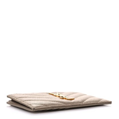 Saint Laurent Monogram Grain de Poudre 5 Fragments Zip Pouch Card Holder Dark Beige 4 of 8