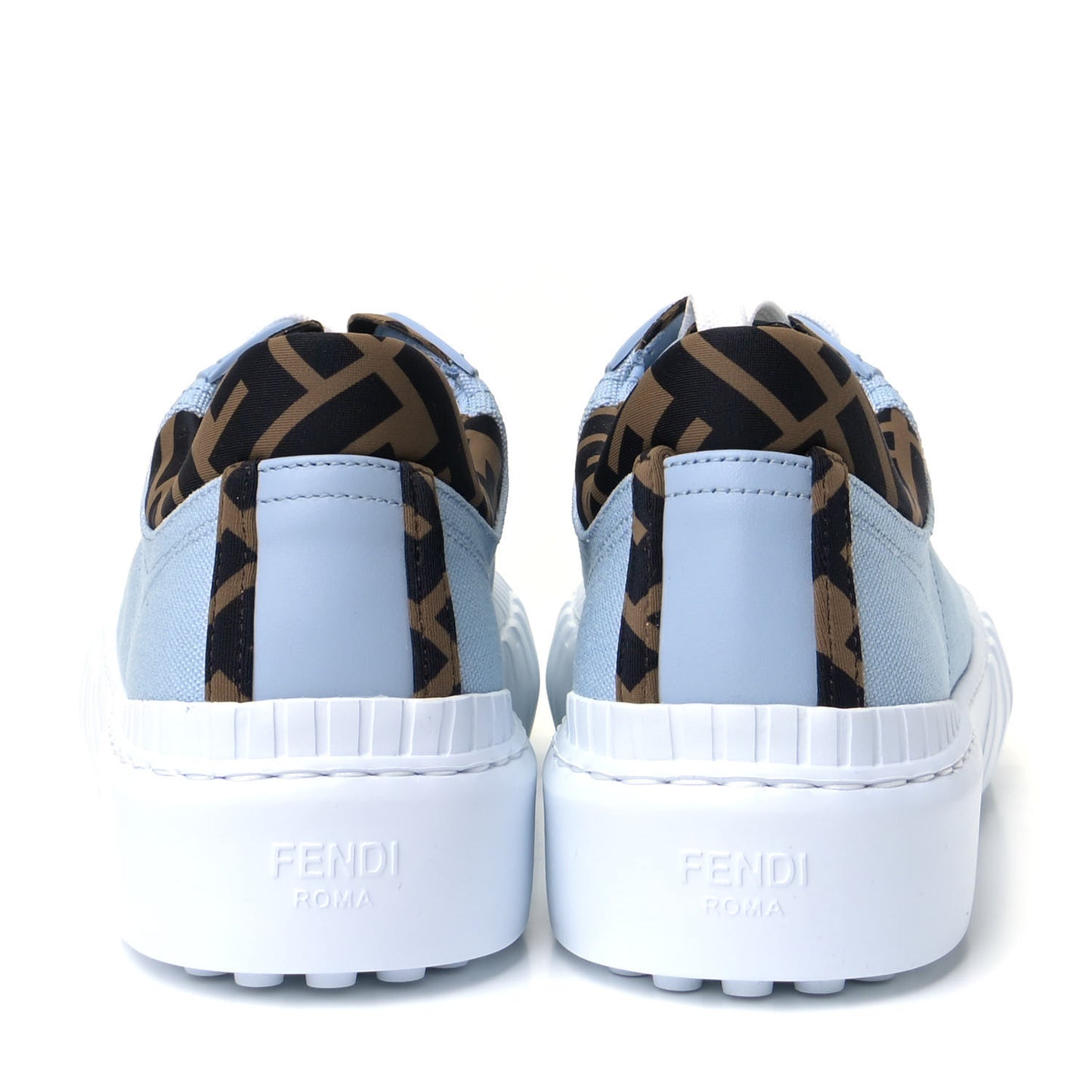 Canvas Lycra TPU FF Womens Fendi Force Low Top Sneakers 39 Sky Tobacco Black