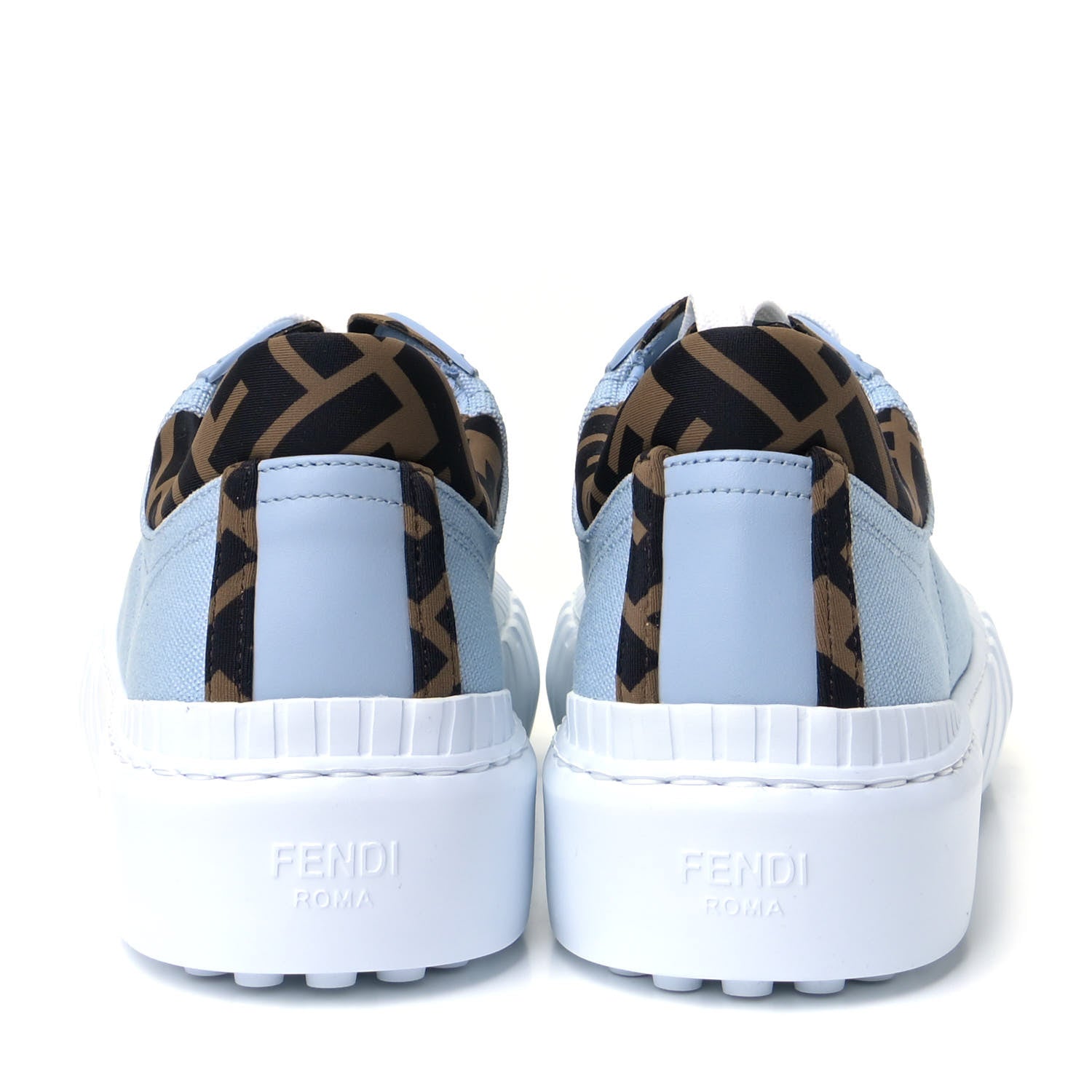 Fendi Canvas Lycra TPU FF Womens Fendi Force Low Top Sneakers 39 Sky Tobacco Black 3 of 6