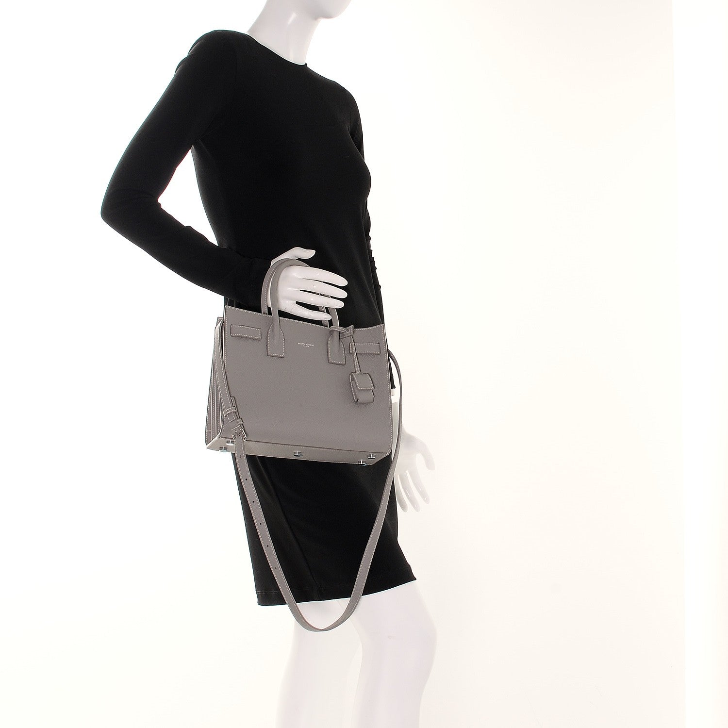 Saint Laurent Grained Calfskin Baby Sac De Jour Grey 3 of 8