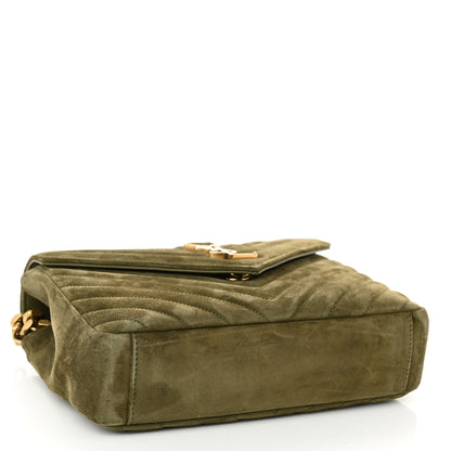Saint Laurent Suede Matelasse Chevron Monogram Medium College Bag Loden Green 4 of 10