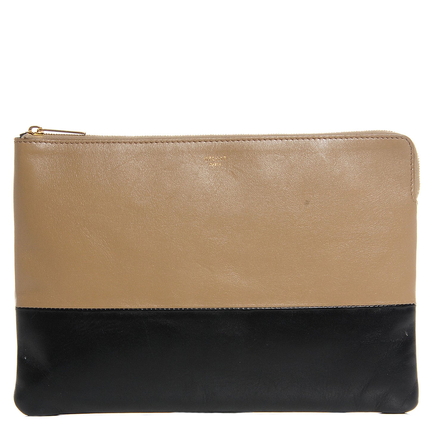 Lambskin Bi-Color Solo Clutch Pouch Black