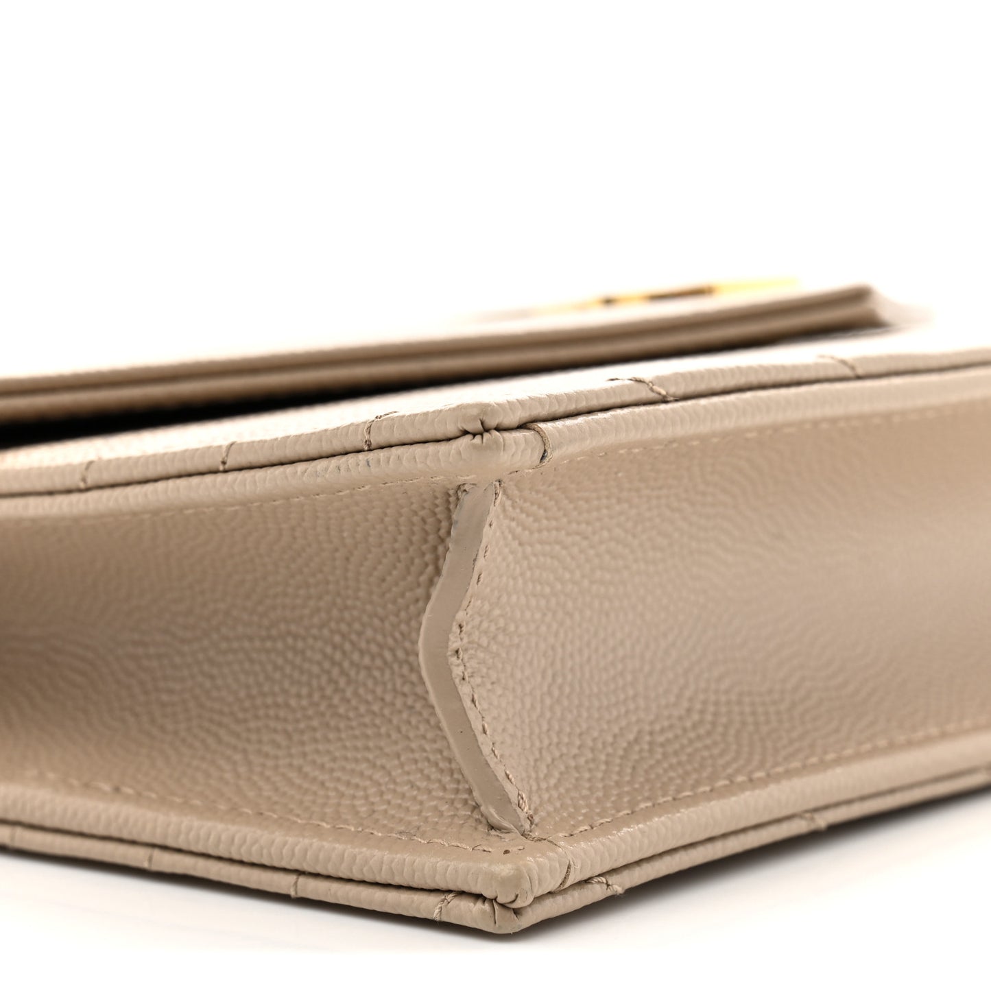 Grain De Poudre Matelasse Chevron Monogram Envelope Chain Wallet Dark Beige
