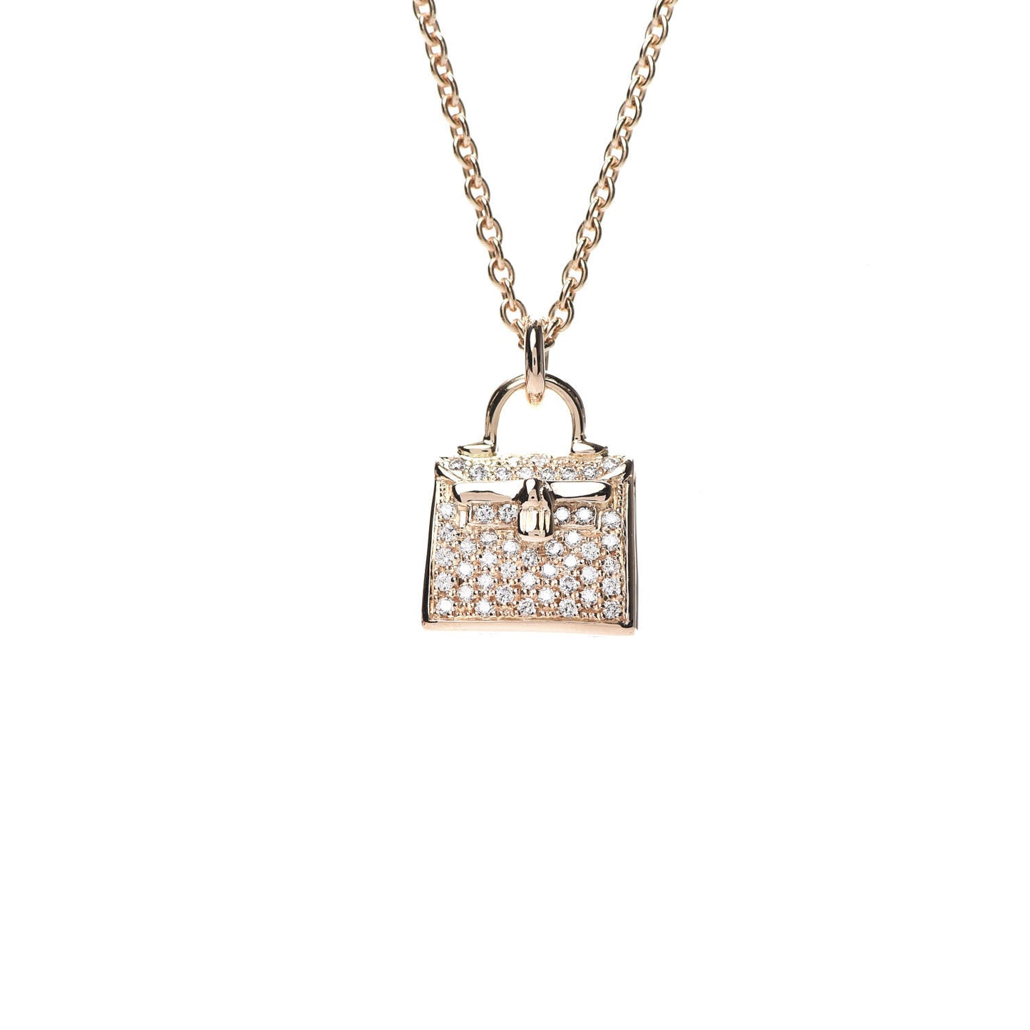 18K Rose Gold Diamond Kelly Amulette Pendant Necklace