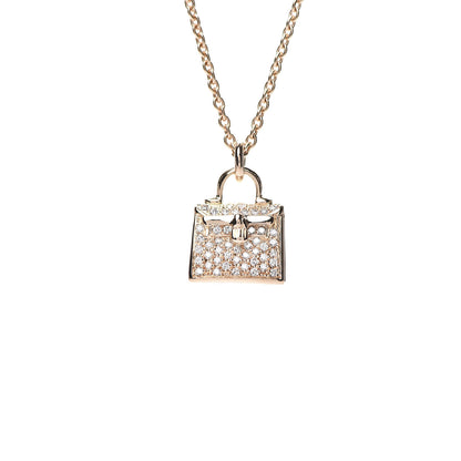 Hermes 18K Rose Gold Diamond Kelly Amulette Pendant Necklace 4 of 7