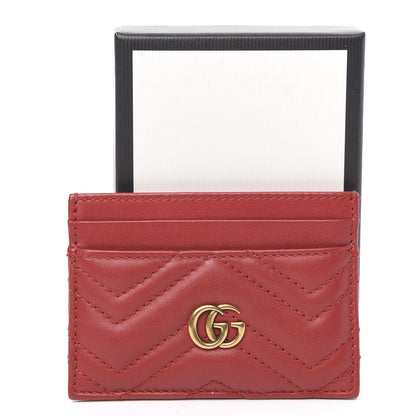 Gucci Calfskin Matelasse GG Marmont Card Holder Hibiscus Red 8 of 8