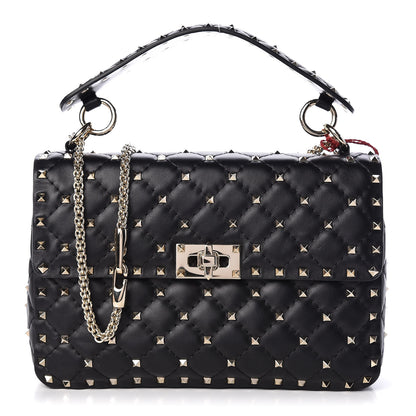 Valentino Garavani Lambskin Medium Rockstud Spike Shoulder Bag Black 1 of 15