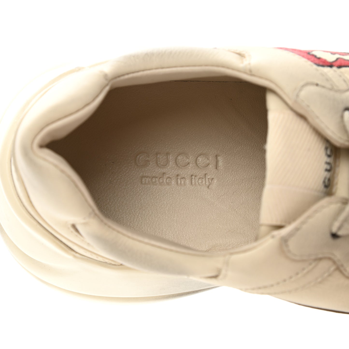 Calfskin Mouth Print Womens Rhyton Sneakers 36.5 Ivory