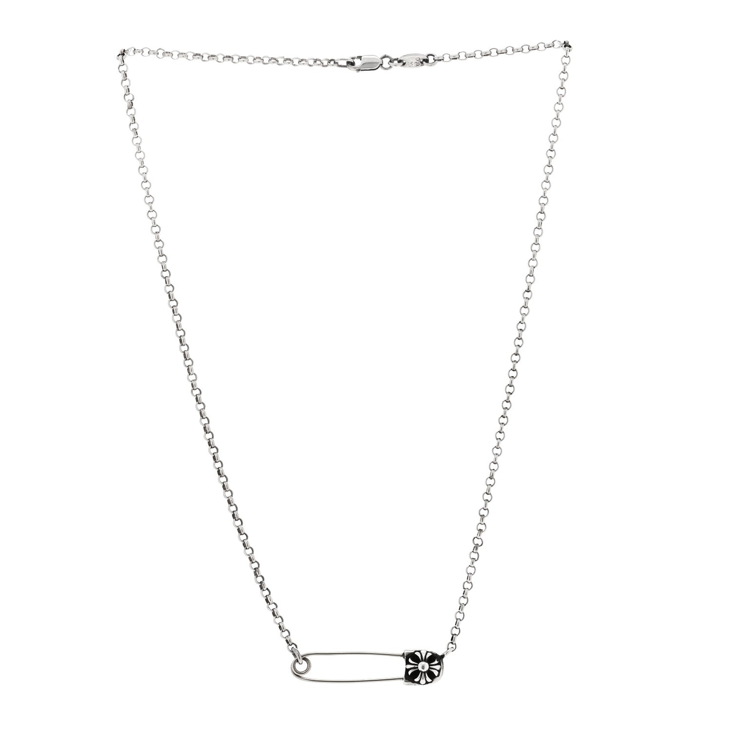 Sterling Silver Safety Pin Pendant Necklace