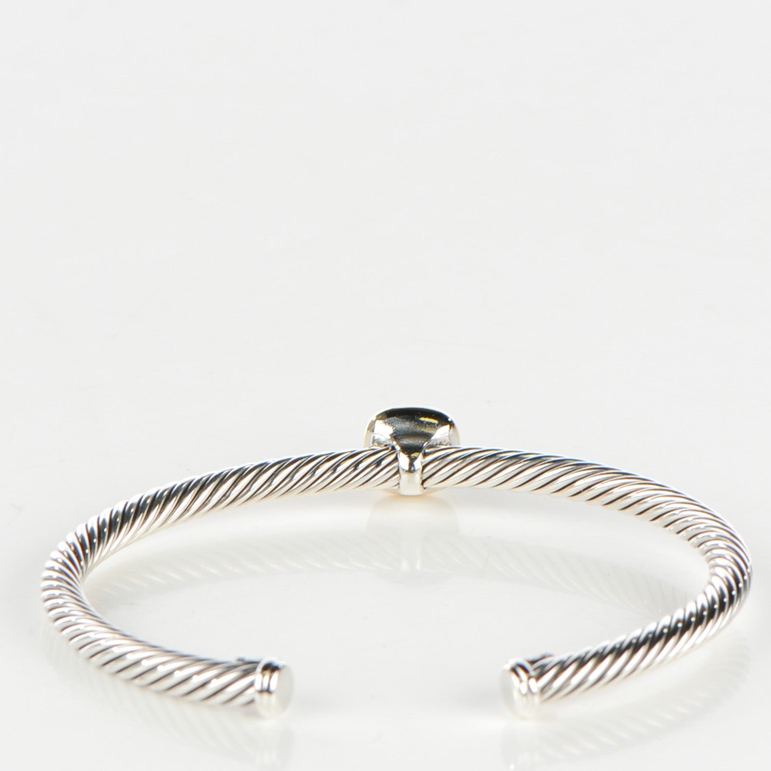 David Yurman Sterling Silver 18K Yellow Gold Amethyst 4mm Albion Cable Bracelet 3 of 6