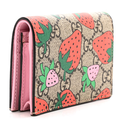Gucci GG Supreme Monogram Strawberry Card Case 3 of 12