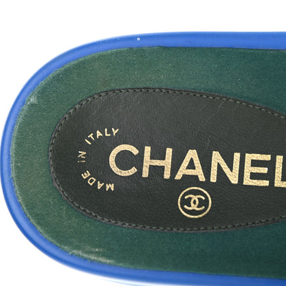 Chanel Canvas Chain Flat Sandals 40 Bright Blue 9 of 16