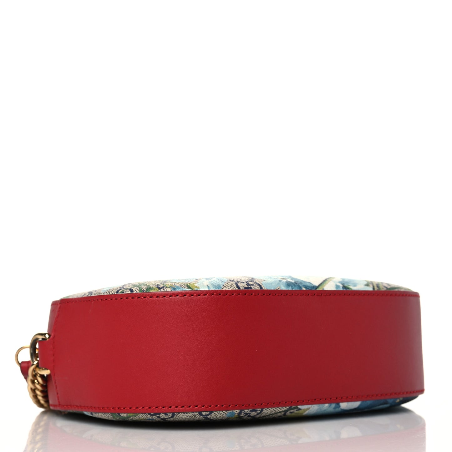 GG Supreme Monogram Blooms Mini Chain Shoulder Bag Beige Blue Navy Hibiscus Red