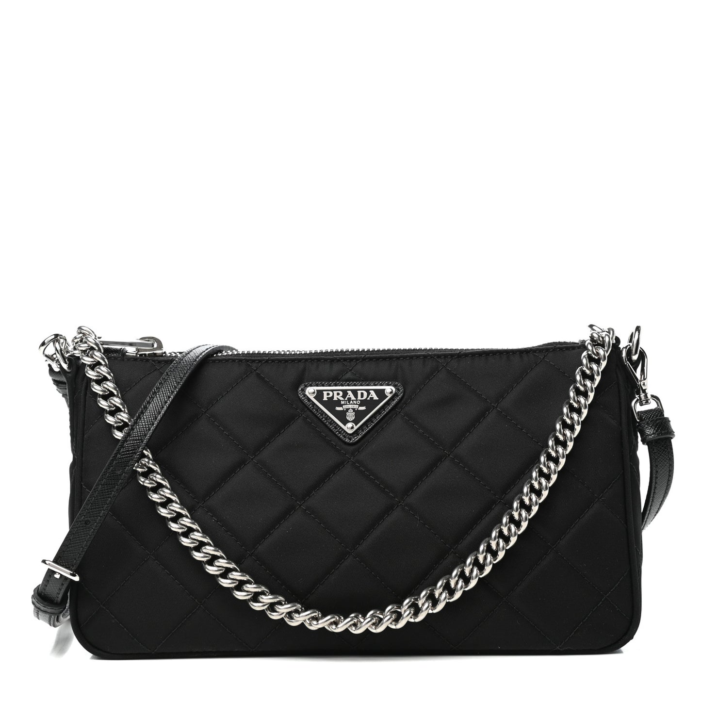 Nylon Tessuto Impuntu Quilted Crossbody Bag Black