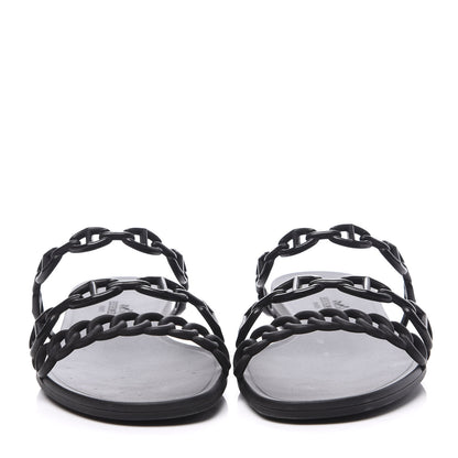 Hermes Rubber Chaine d'Ancre Rivage Sandals 37 Black 3 of 10