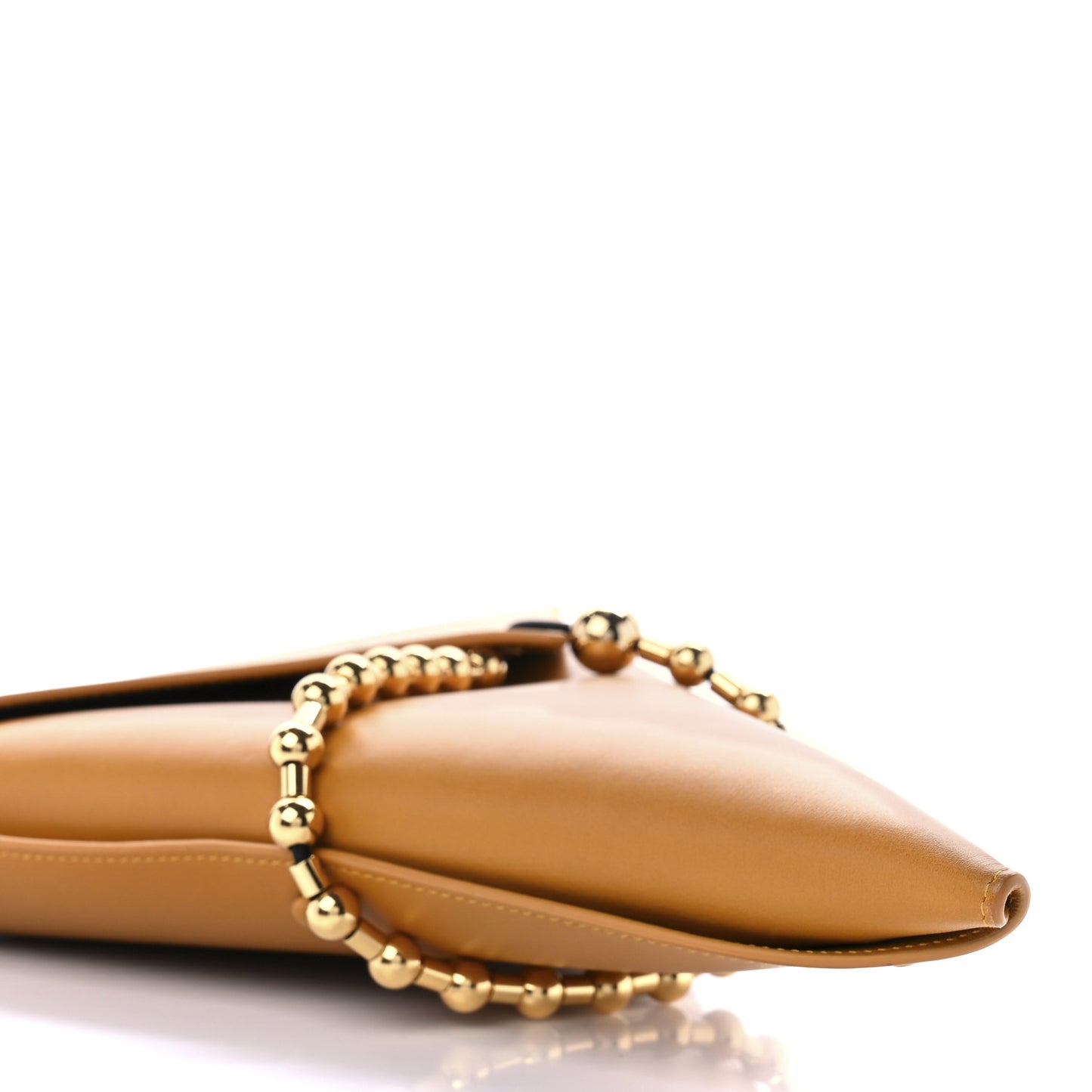 Calfskin Ball Chain Triangle Pouch Brown
