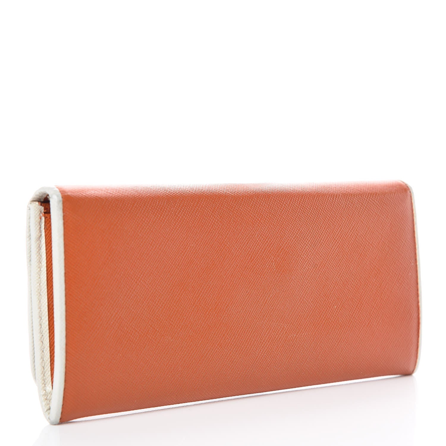 Prada Saffiano Beach Flap Continental Wallet Papaya 3 of 10