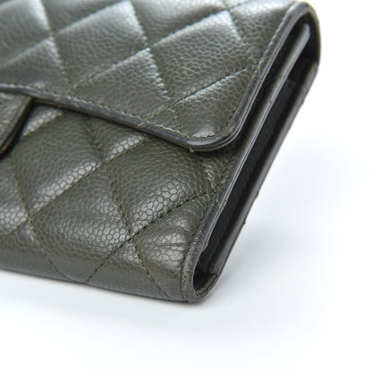 Chanel Caviar Quilted Large Flap Wallet Dark Green 9 of 17