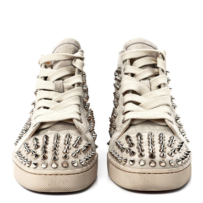 Christian Louboutin eau Velours Womens Louis Spikes Flat Sneakers 37 Colombe 2 of 10