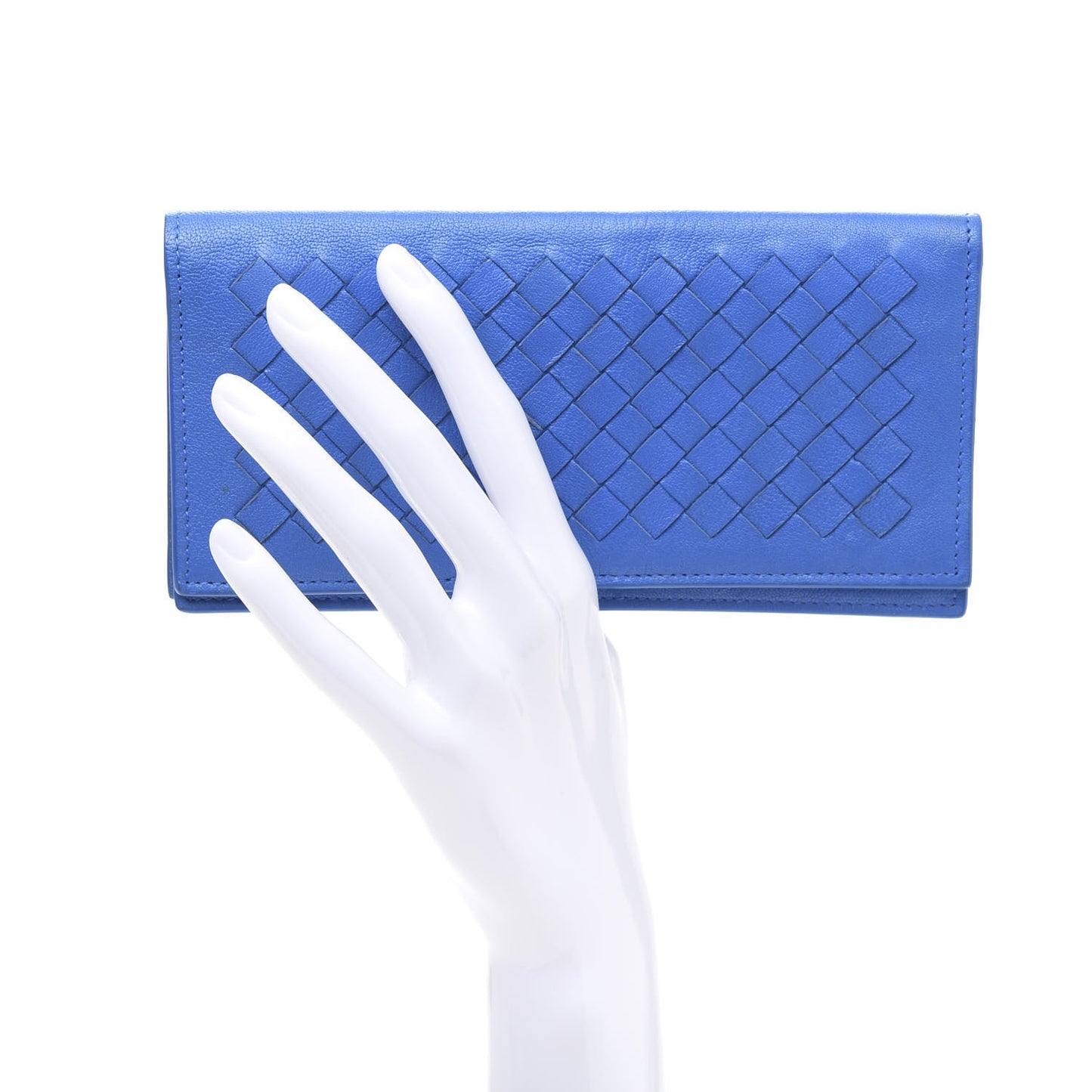 Nappa Intrecciato Long Bi-Fold Wallet Signal Blue