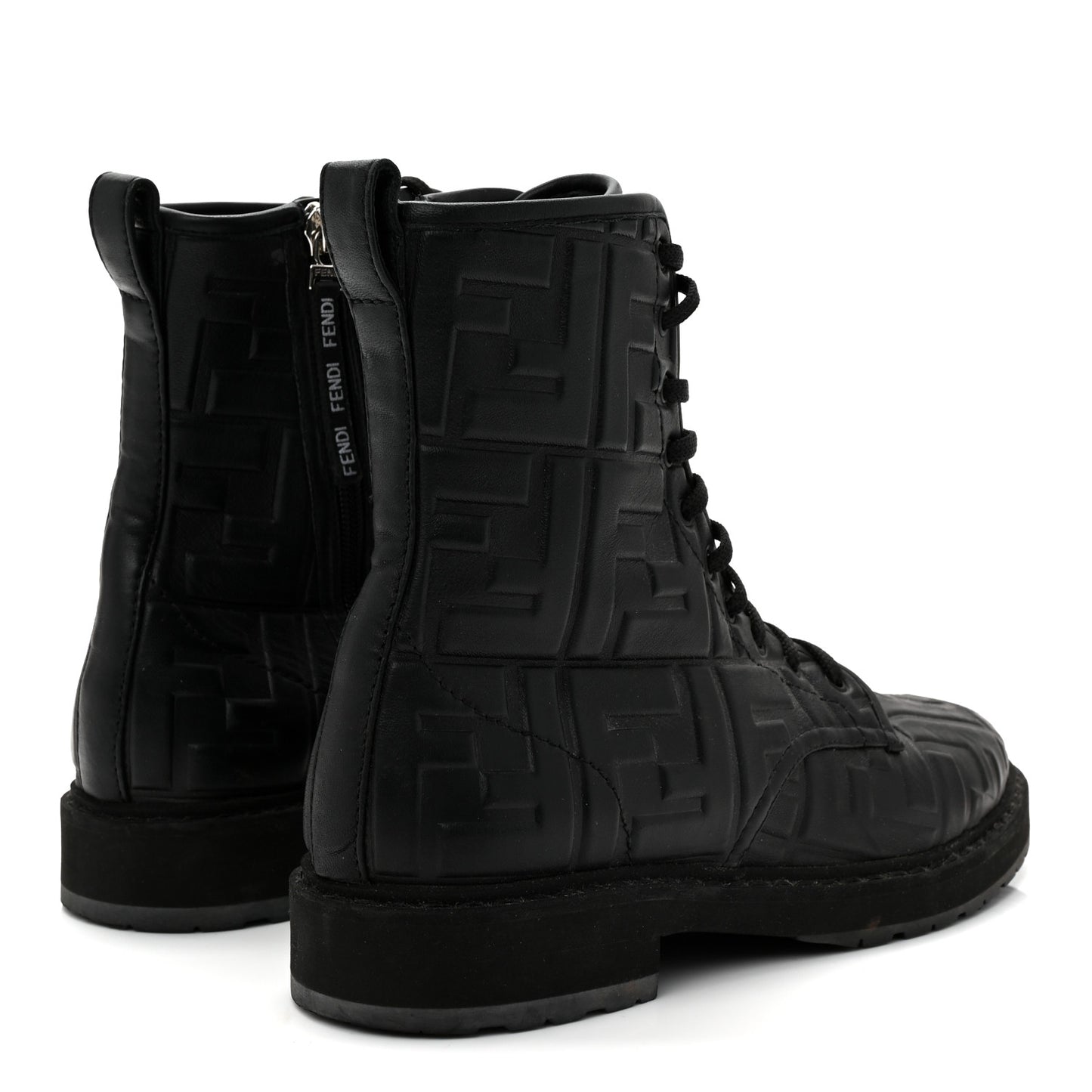 Nappa FF Embossed Womens Biker Boots 39.5 Black