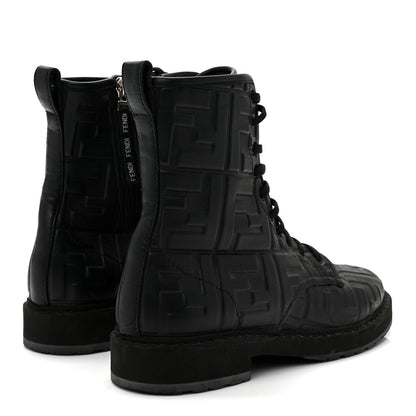 Fendi Nappa FF Embossed Womens Biker Boots 39.5 Black 5 of 10