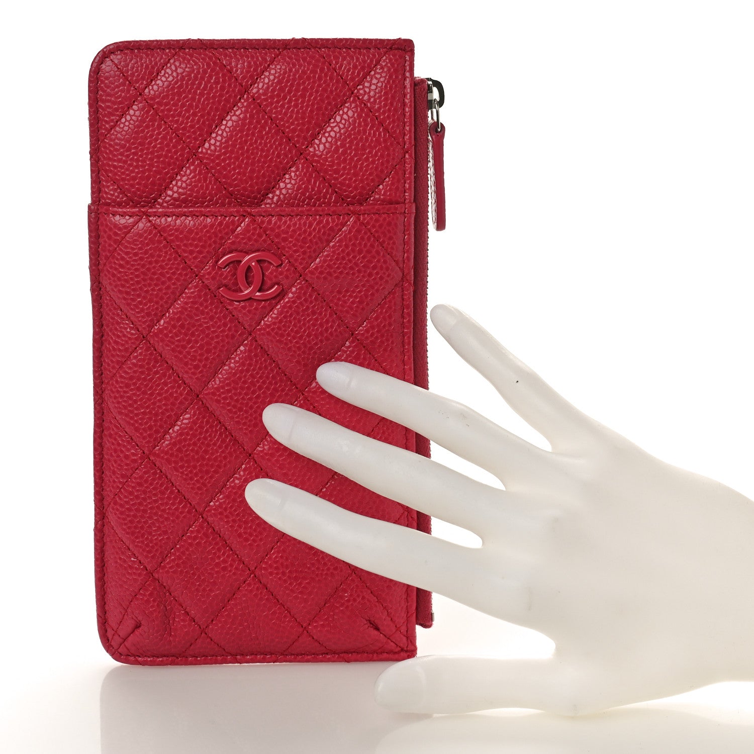 Chanel Caviar Quilted Classic Flat Wallet Pouch Pink 2 of 8