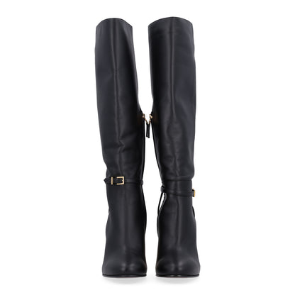 Fendi Vitello Delfina Knee High Boots 38.5 Black 3 of 10