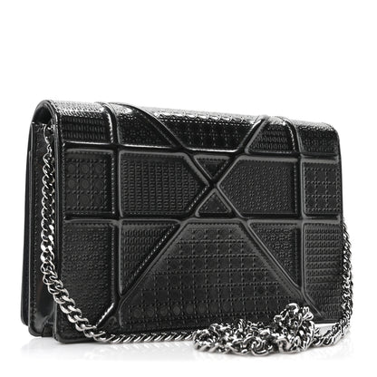 Christian Dior Metallic Patent Micro-Cannage Diorama Wallet on Chain Pouch Onyx Black 3 of 10