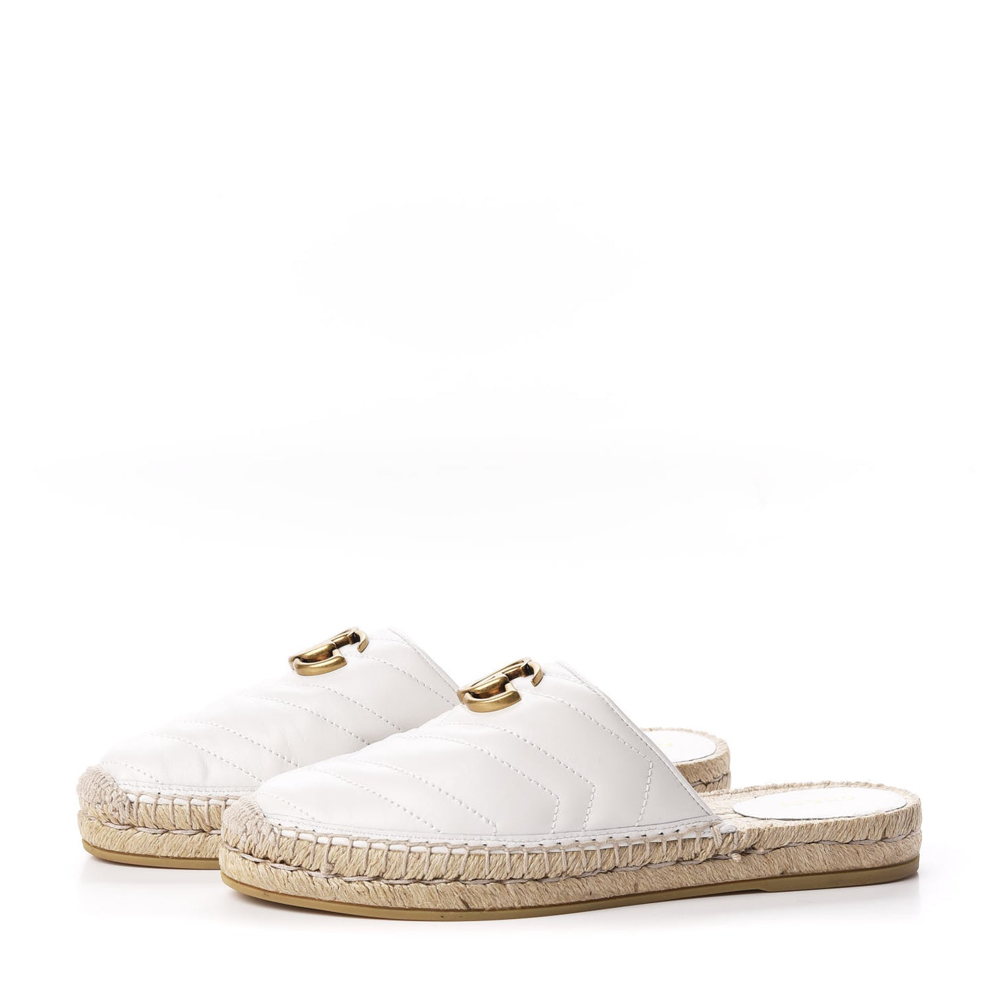 Nappa Matelasse GG Marmont Espadrille Slippers 38.5 Great White