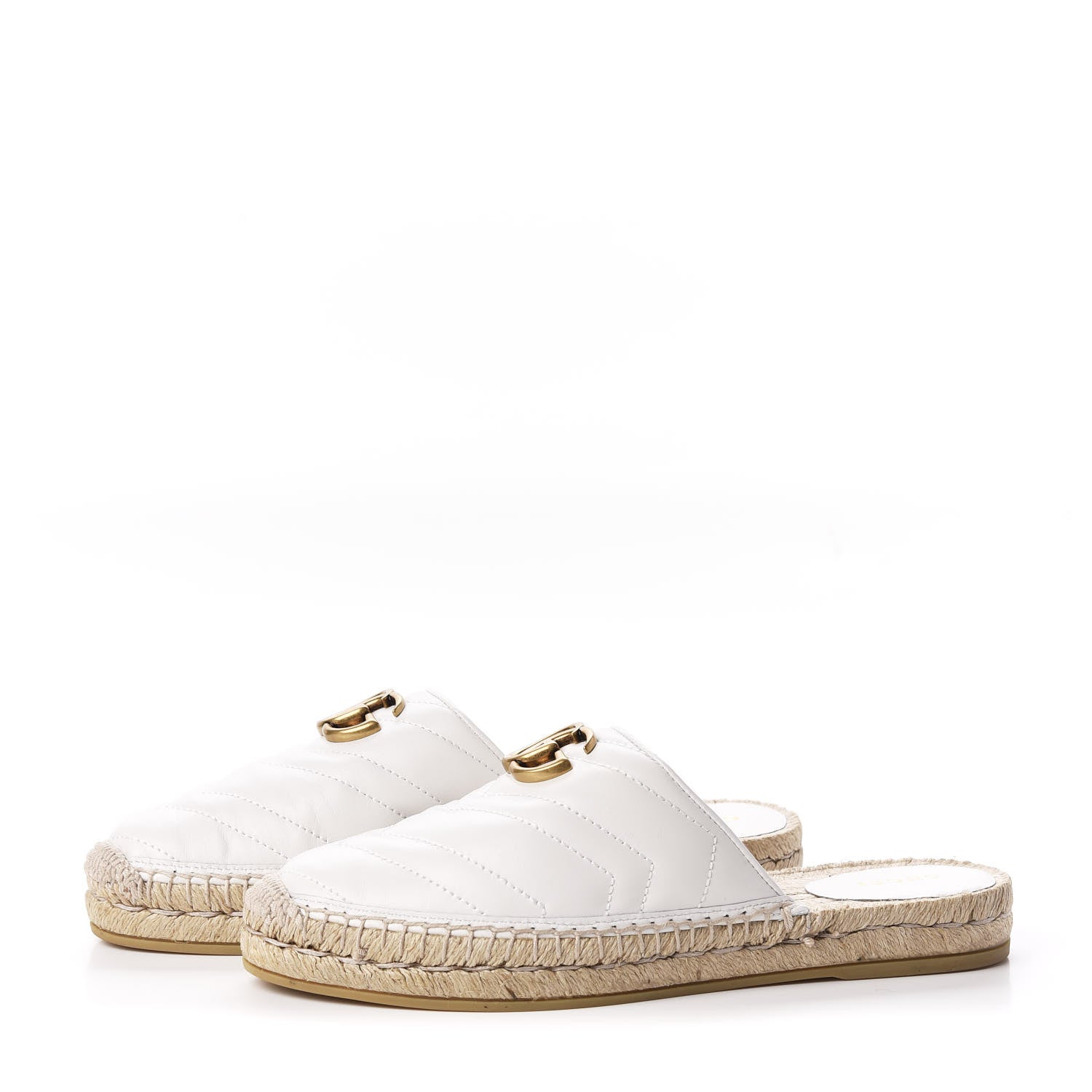 Gucci Nappa Matelasse GG Marmont Espadrille Slippers 38.5 Great White 2 of 9