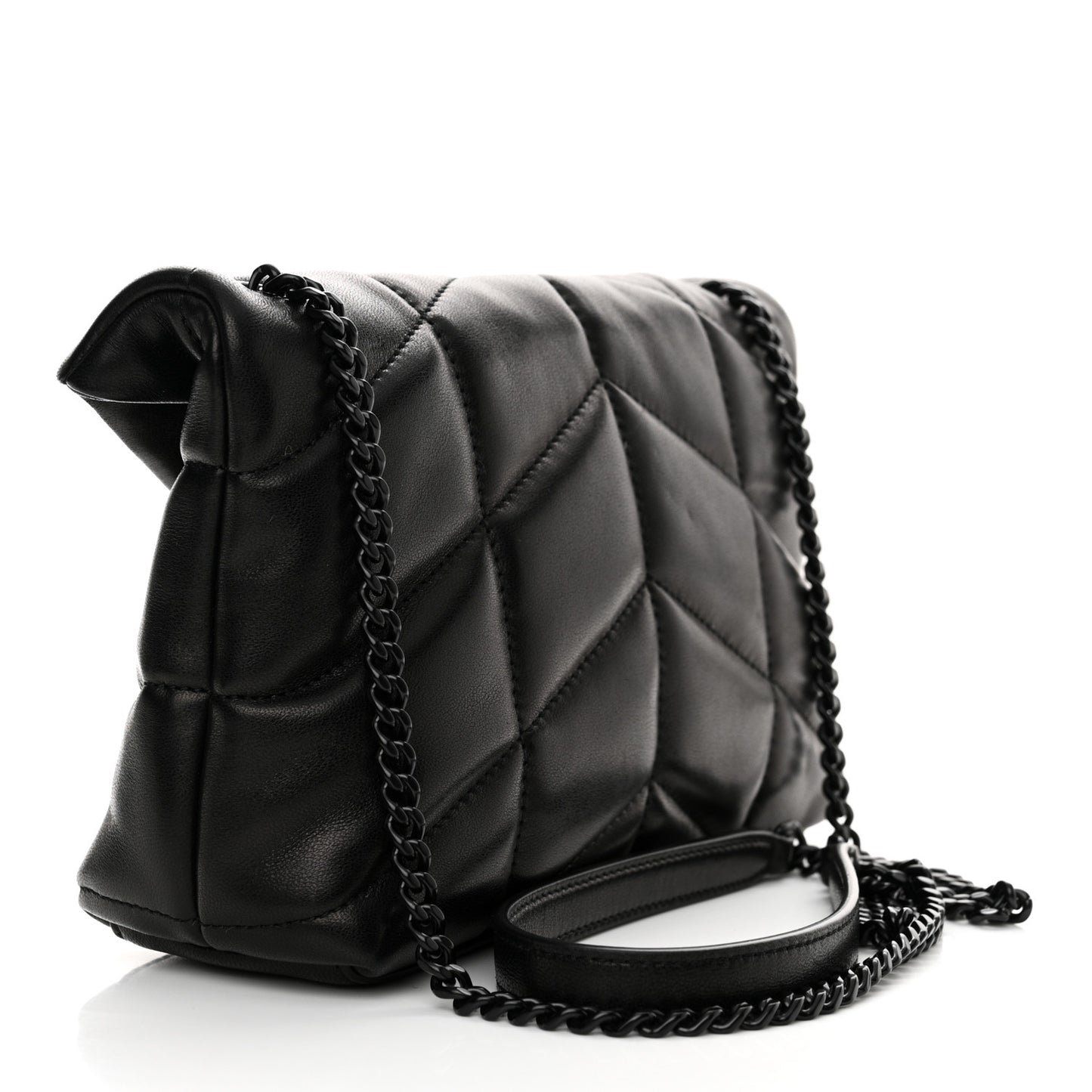 Lambskin Quilted Toy Loulou Puffer Monogram Monochrome Chain Satchel Black