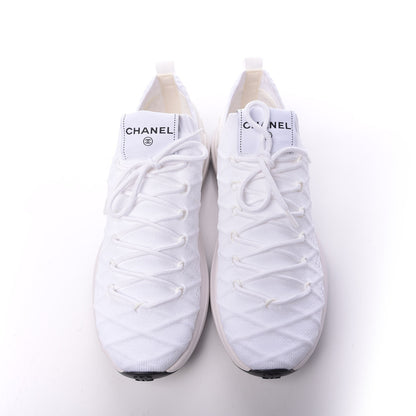 Chanel Mixed Fibers Quilted Womens CC Sneakers 40 White 5 of 10