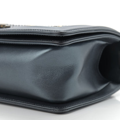 Chanel Metallic Calfskin Crystal Medium Boy Flap Dark Silver 9 of 11