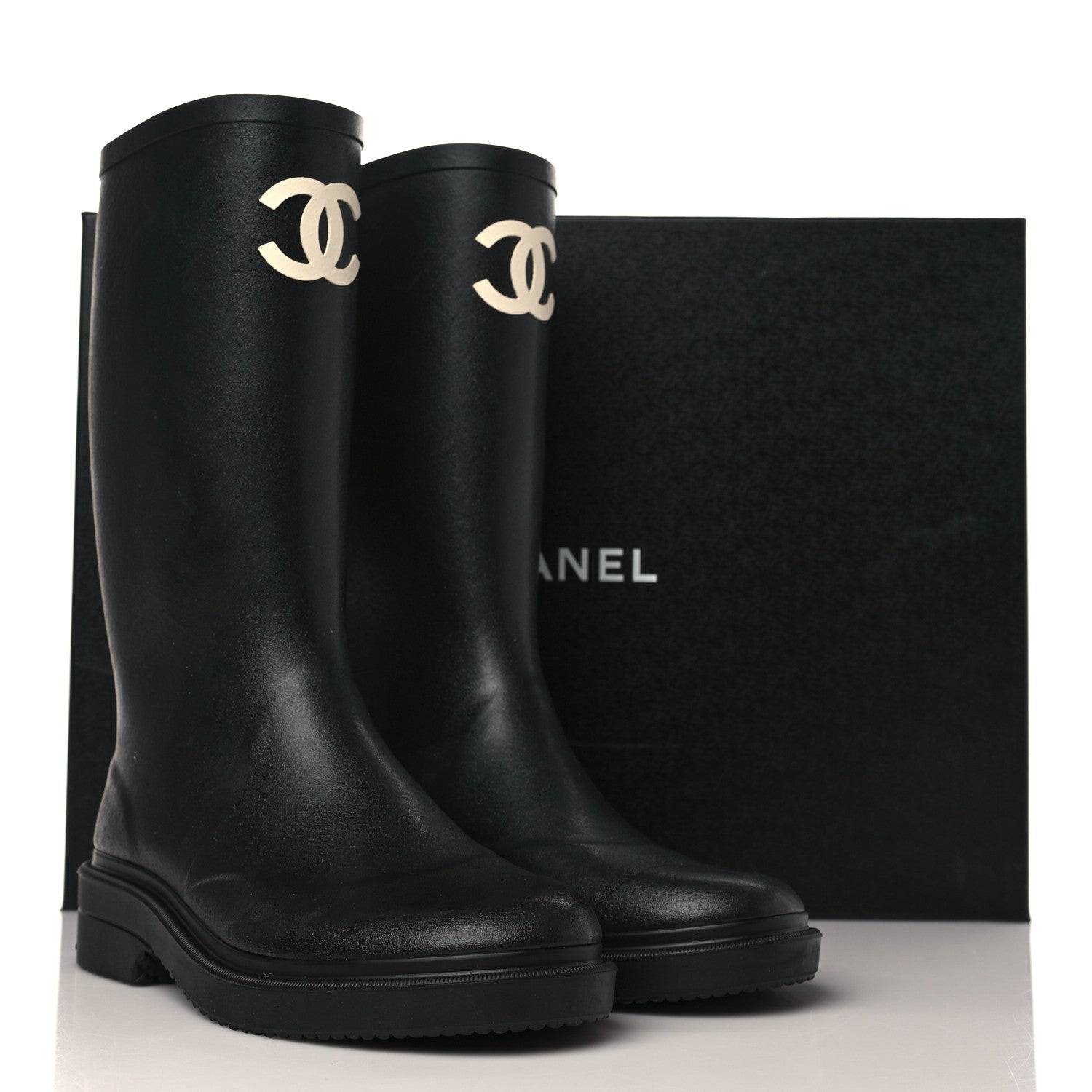 Chanel Caoutchouk CC High Boots 38 Black 7 of 7