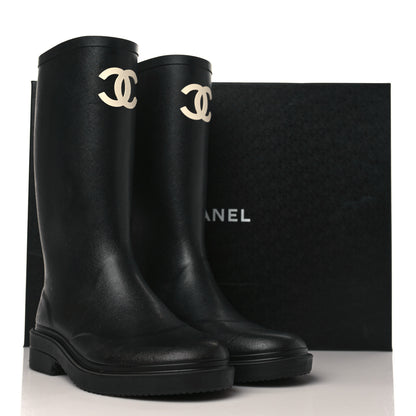 Chanel Caoutchouk CC High Boots 38 Black 7 of 7