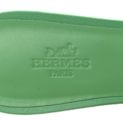 Hermes Epsom Oasis Sandals 37.5 Vert Pomme 7 of 9
