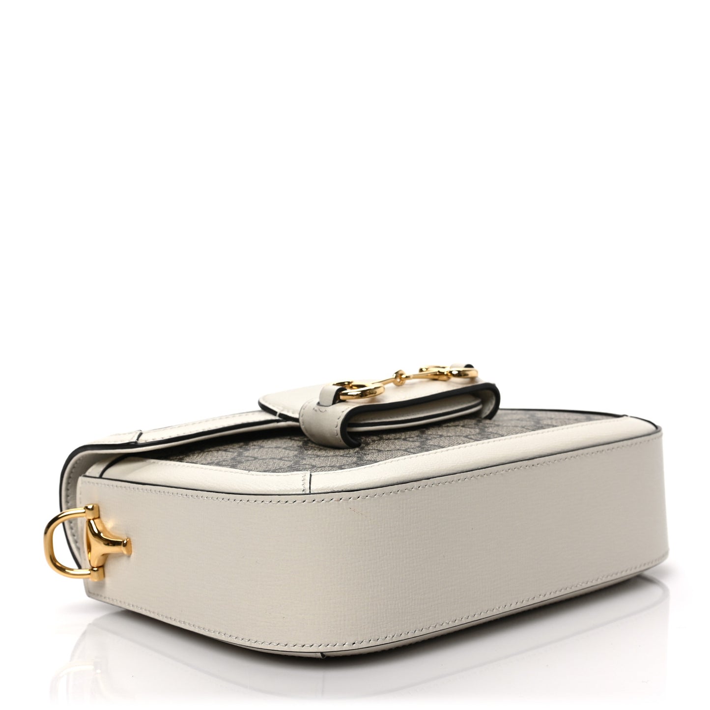 GG Supreme Monogram Web Mini Horsebit 1955 Shoulder Bag Beige Mystic White