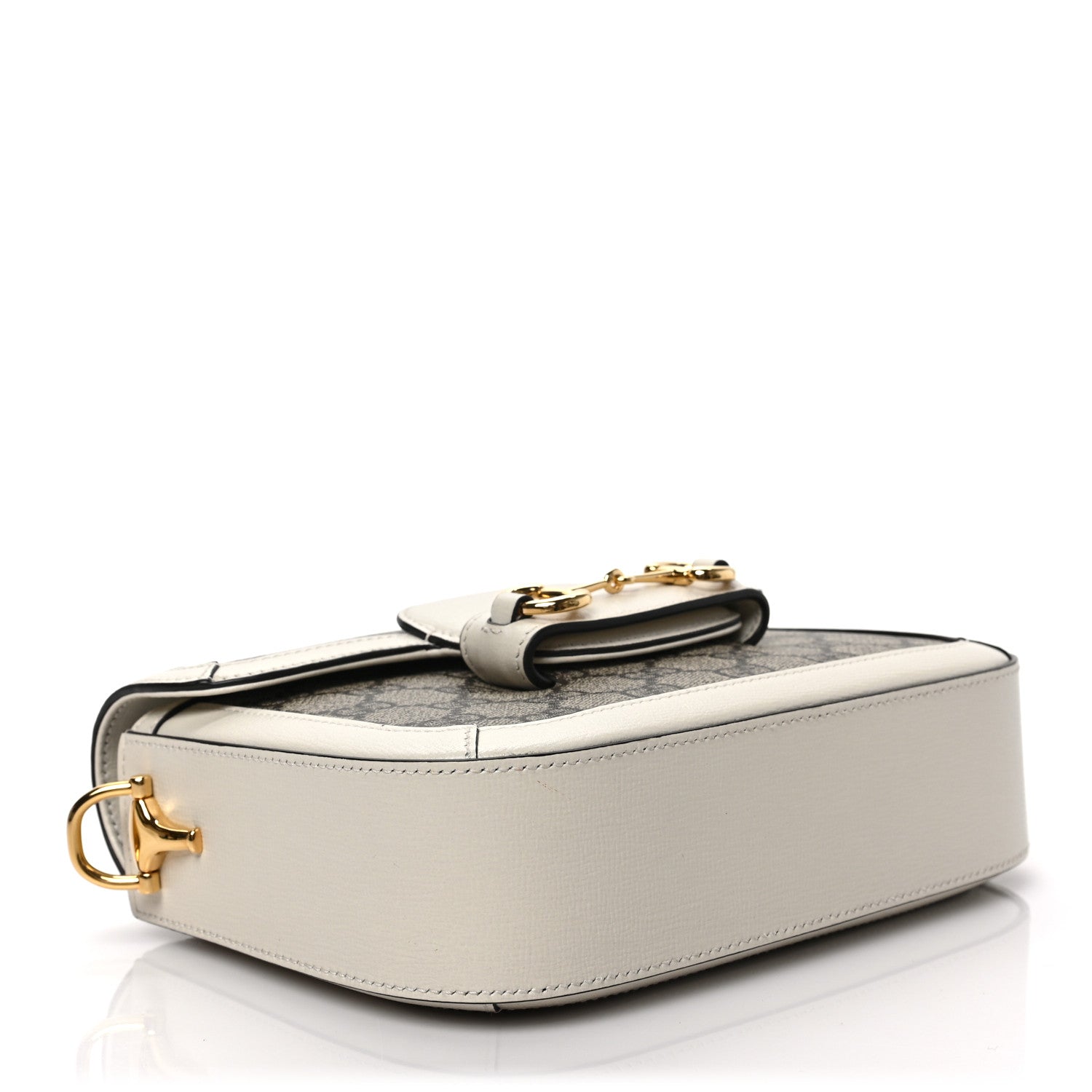 Gucci GG Supreme Monogram Web Mini Horsebit 1955 Shoulder Bag Beige Mystic White 4 of 8