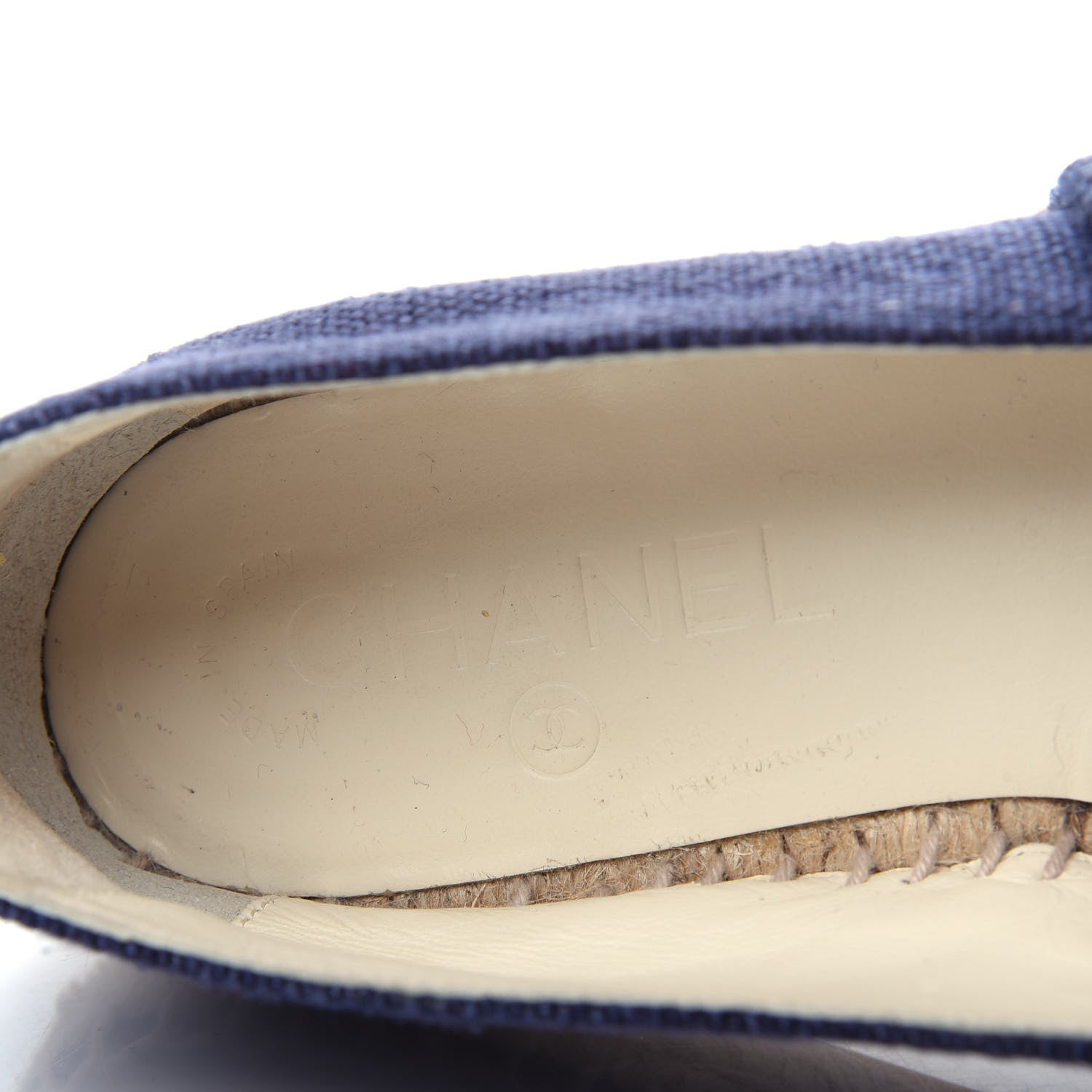 Chanel Denim Toile CC Espadrilles 38 Navy Black 8 of 11