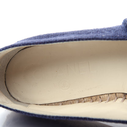 Chanel Denim Toile CC Espadrilles 38 Navy Black 8 of 11