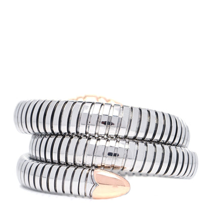 Bulgari Stainless Steel 18K Rose Gold Serpenti Tubogas Double Spiral Bracelet ML 3 of 6