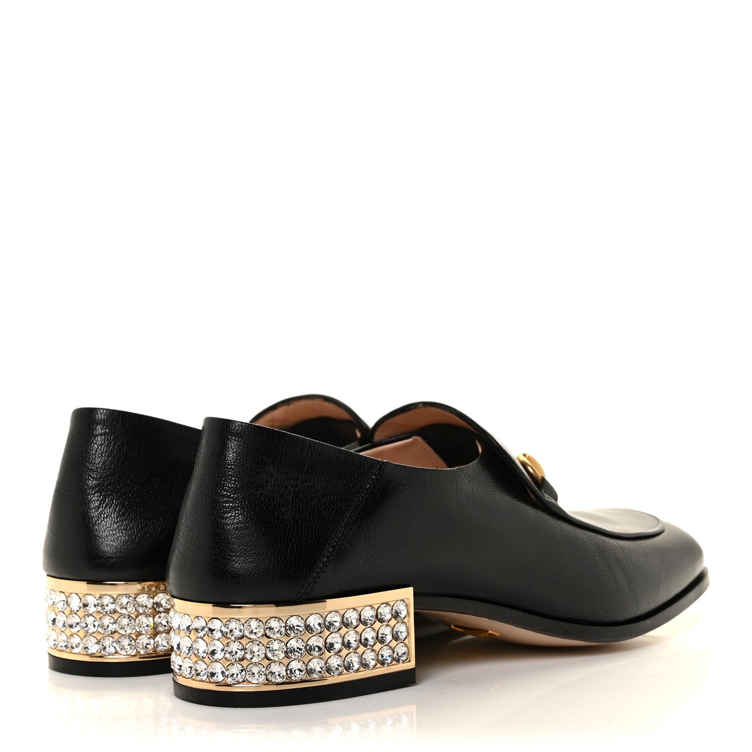 Gucci Goatskin Crystal Womens Horsebit Loafers 36.5 Black 4 of 8