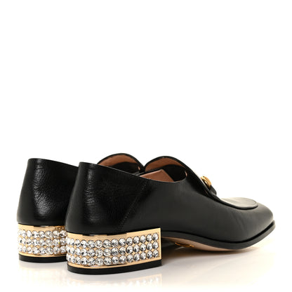 Gucci Goatskin Crystal Womens Horsebit Loafers 36.5 Black 4 of 8