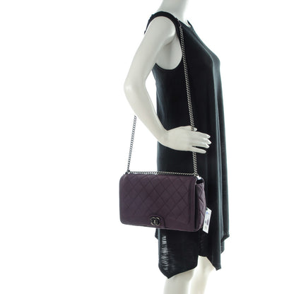 Chanel Washed Caviar Quilted Large Turn Around Ligne Flap Dark Purple 2 of 8